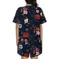 thumbnail image 3 of Kdxio Vintage Rose Print Pajamas Sets for Women Short-Sleeved Pjs with Lounge Shorts Two Piece Sleepwear S-4XL, 3 of 9
