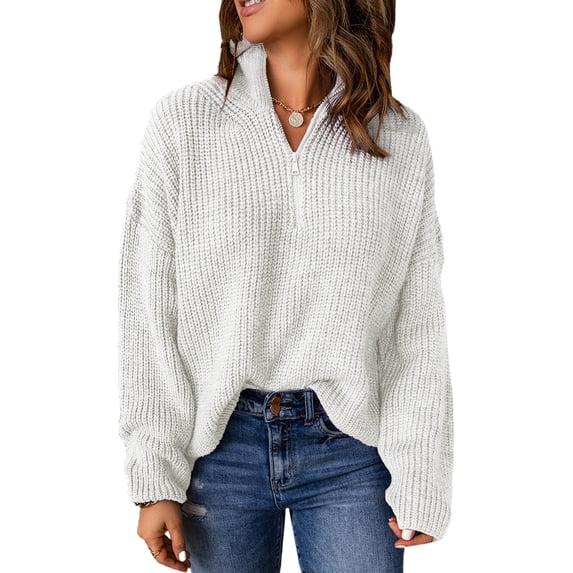HOTAPEI Sweaters for Women 1/4 Zip Pullover Sweaters Long Sleeve Knitted Sweater Tops Winter Sweaters