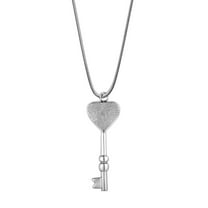 Personalized Silver Fingerprint Heart Key Cremation Necklace Memorial Jewelry Stainless Steel Urn Ashes Holder with Funnel Kit and Velvet Jewelry Box