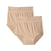 Bali Women`s Lacy Skamp Brief,2744, 8,Nude (Pack of 2) 2 Nude