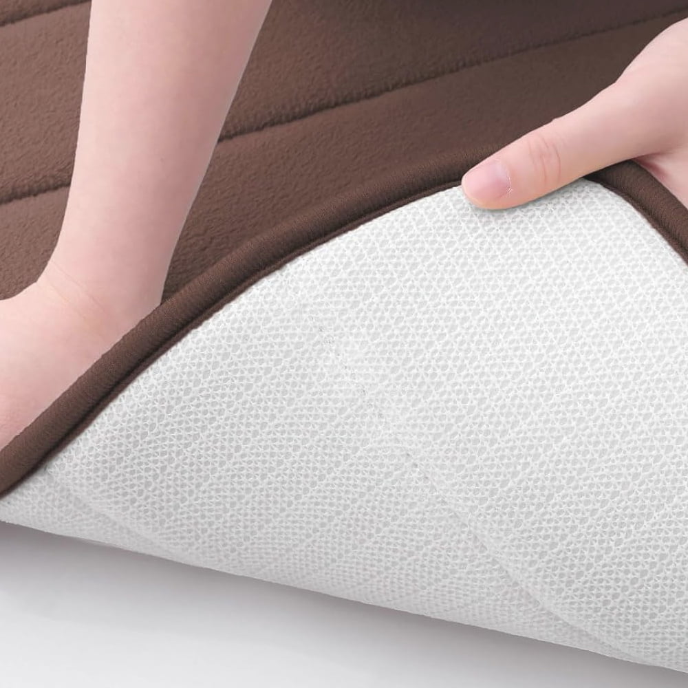Soft Memory Foam Bathroom Rugs Absorbent Non-Slip PVC Backing 20" x 32" Brown Bath Mats Machine Washable