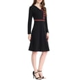 thumbnail image 4 of INSPIRE CHIC Women's Elegant A-Line Long Sleeve Contrast Color Dresses, 4 of 5