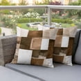 thumbnail image 5 of Pack of 2 Outdoor Pillow Covers 18x18 Inch Waterproof Brown Geometric Throw Pillow Covers,Decorative Couch Pillow Shams Protectors Vintage Oil Painting Contemporary Patio Pillowcases Cushion Covers, 5 of 8