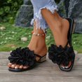 thumbnail image 5 of Women's Floral Block Heels Square Toe Elegant Dressy Slide Sandals Wedding Party Date Night Heel Sandals Black 8.5(41), 5 of 7