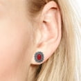 thumbnail image 2 of AeraVida Nature Inspired Tropical Flower Red Coral Oval Inlays Sterling Silver Stud Earrings Vintage and Classy Summer Style and Chic Jewelry Gifts for Women, 2 of 4