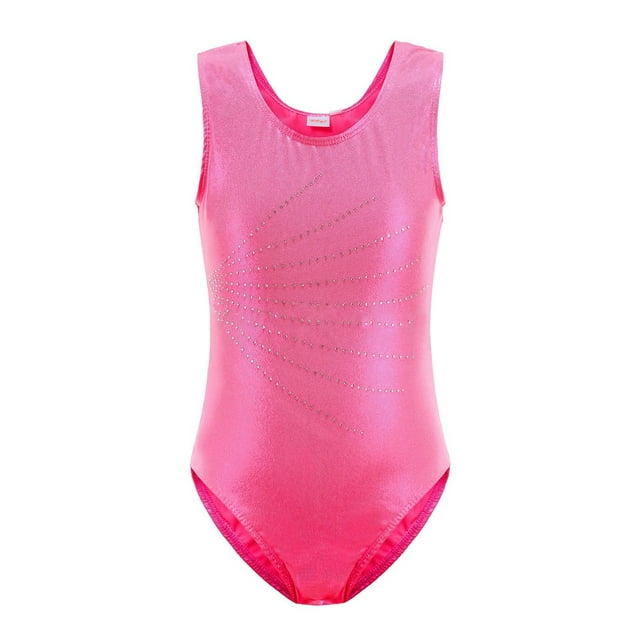 Gymnastics Leotards For Girls Sleeveless Round Neck Dance Clothes Diamond Bodysuit For Gymnastics Dancing