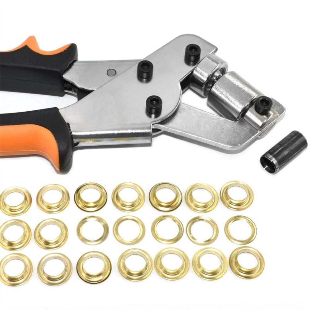 Grommet Tool Kit With 3/8 Inch (10mm) Diameter 100Pcs Grommets Eyelets For Fabric Tarps Leather Handheld Hole Punch Pliers Grommet Press Kits Pliers