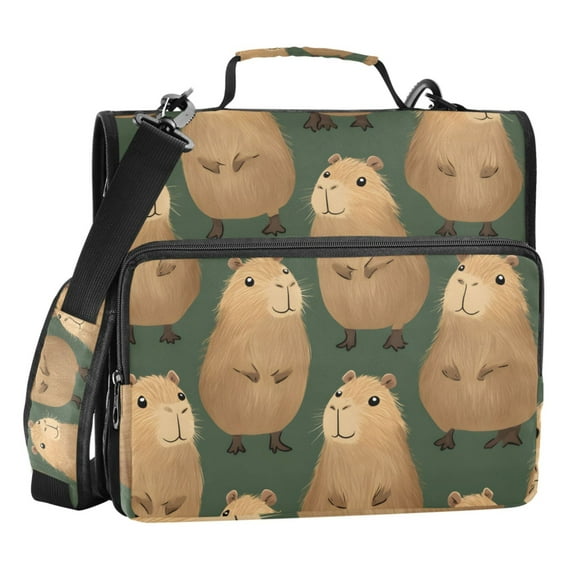 ALAZA Zipper Binder Capybara Pattern 3 Ring Trapper Keeper File Folder Organizer Bag