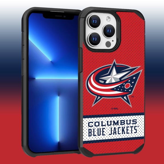 Apple iPhone 13 Pro Max - NHL Licensed Columbus Blue Jackets Team Logo on Jersey Textured Dual Layer Case