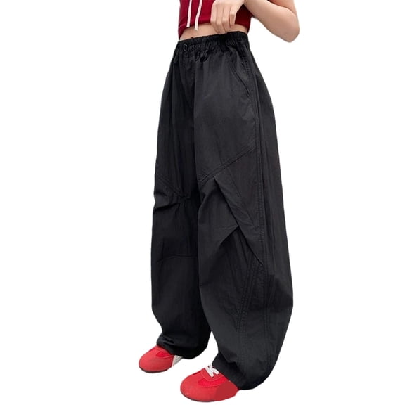 Hiijoy Girls Wide Leg Pants Casual High Rise Pants Kids Summer Elastic Waist Trousers