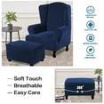 thumbnail image 4 of XISOBO Real Velvet Plush 1 Piece Form Fit Stretch Rectangle Folding Storage Covers Ottoman Slipcovers Removable Footstool Protect Footrest Covers Elastic Bottom, Machine Washable(X-Large, Navy), 4 of 7