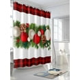 thumbnail image 3 of Christmas Balls Shower Curtain Set ，Waterproof Fabric Shower Curtains Red Yellowwood Red Black Plaid Shower Curtains for Bathroom,Bathroom Decor 54x"78", 3 of 6