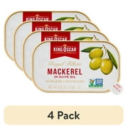 (4 pack) King Oscar Skinless & Boneless Mackerel Fillets in Olive Oil, 4.05 oz Can