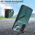 thumbnail image 2 of Galaxy S22 Plus Case with Ring Holder Stand, Allytech Classic PU Leather Back Cover with Cards Holder Shockproof Detachable Shoulder Strap Wallet Case for Samsung Galaxy S22 Plus - Green, 2 of 14