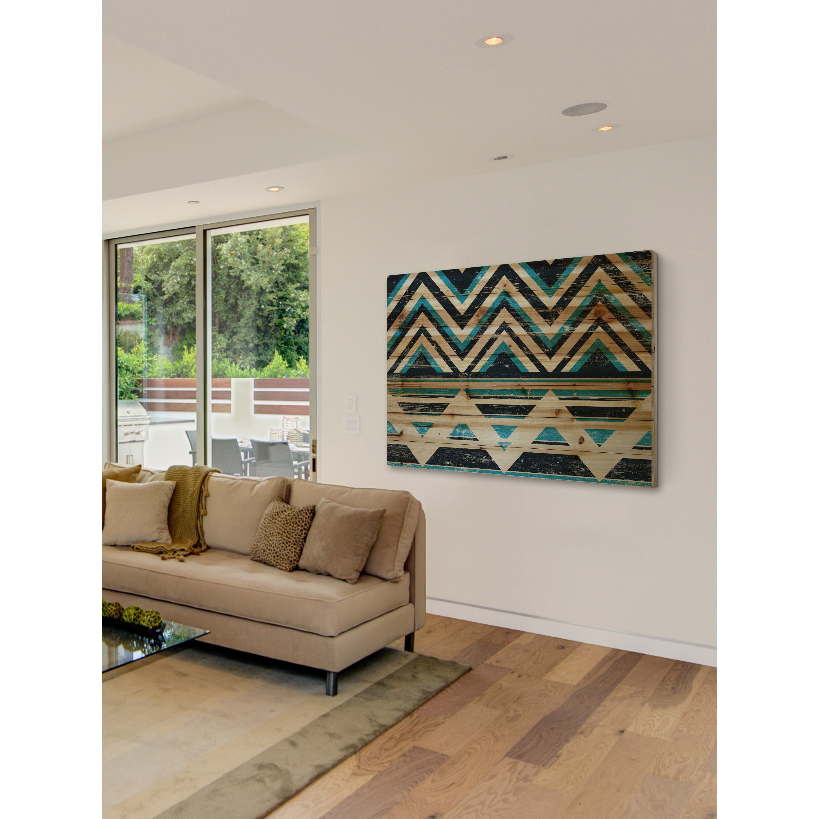 Marmont Hill - "Blue and Black" Painting Art Print on Natural Pine Wood