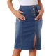 thumbnail image 1 of Falda de mezclilla Mujer Allegra K Midi con bolsillo lateral y abertura lateral Azul Medio M, 1 of 5