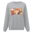 thumbnail image 4 of Halloween Sweatshirt for Women Hoodless Sweatshirt Fall Sweatshirt for Women Fashion Seasonal Autumn Pumpkin Loose Pullover Long Sleeve Tee Grey L, 4 of 4