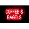thumbnail image 1 of SpellBrite COFFEE & BAGELS LED Sign for Business. 29.9" x 15.0" Red COFFEE & BAGELS Sign Has Neon Sign Look With Energy Efficient LED Light Source. Visible from 500+ Feet, 8 Animation Settings., 1 of 4