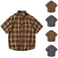 thumbnail image 4 of WREESH Men's Stylish Plaid Button Down Shirts with Pocket Short Sleeve Classic Casual Wear for Men Yellow, 4 of 5