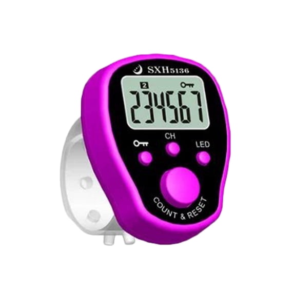Stitch Marker Row Fingertip with LED Light LCD Electronic Digital Display Tally Timing for Golf Knitting Weave Rose Red 4.5*3.5*1.2cm