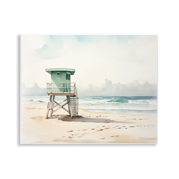 Stupell Industries Summer Lifeguard Stand Nautical & Beach Painting Unframed Art Print Wall Art, 14 x 11