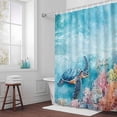 thumbnail image 3 of Blue Ocean Turtle Bathroom Shower Curtain, Nautical Watercolor Pink Orange Sea Coral Starfish Waterproof Washable Soft Bath Curtain for Bathtub Decor with 12 Hooks&Grommet, 60x72 Inch, 3 of 9