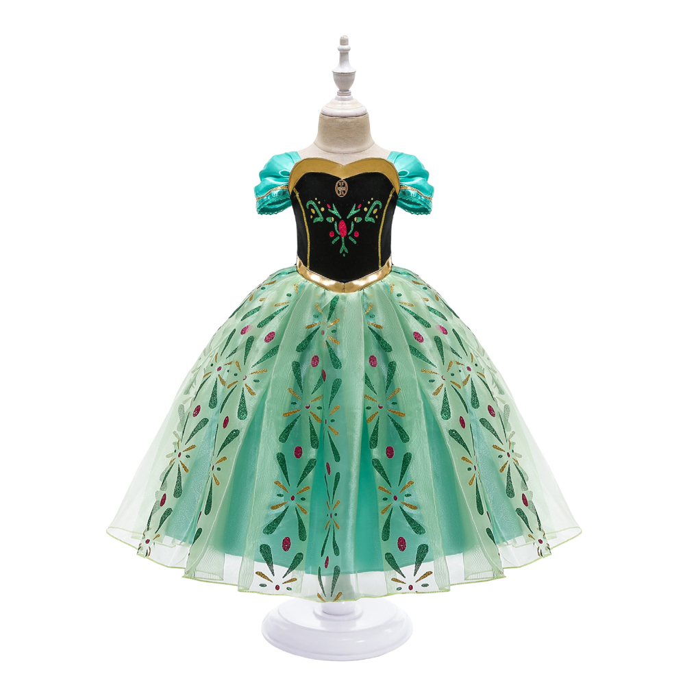 Frozen Anna Dress Girl Princess Cosplay Halloween Costume Annas Role Play Costume New Green 7990