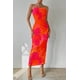 thumbnail image 3 of Vestido Maxi Floral Naranja Rojo PRETTYGARDEN Sin Tirantes Tubo Talla L, 3 of 6