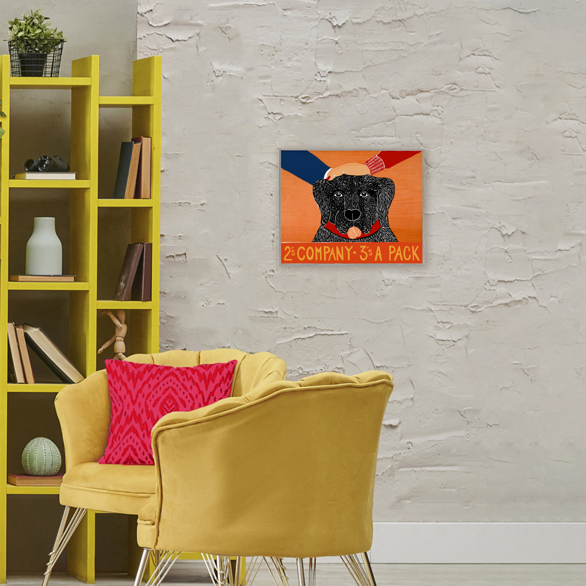 2's Company Dog Gray Framed Giclee Art, design by Stephen Huneck
