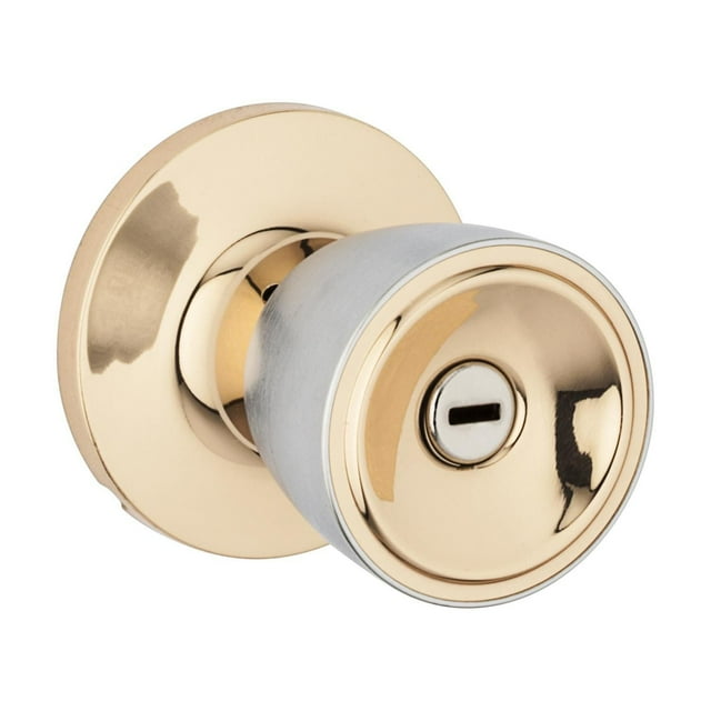 Weiser Beverly Privacy Knobs in Bright Brass/Satin Chrome
