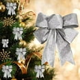 thumbnail image 5 of Jinswick 10Pcs 7.8inch Large Christmas Bow Glitter Glittering Fabric Gold Gift Ribbon Tree Decorations Presents Suitable for Christmas tree decorations Reusable, 5 of 6