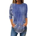 thumbnail image 2 of Blue Plus Size Top for Women, Polyester Plus Size Shirts Women, 3/4 Sleeve Blouse Plus Size, Blouse for Women Plus Size, Floral Weekend Printed Women'S Tops Plus Size, 2 of 5