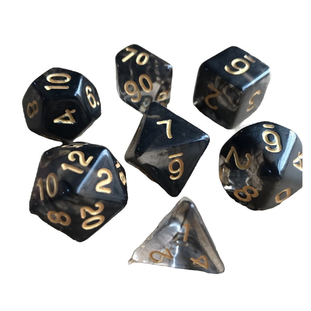 Langgg 1 Set Polyhedral Dice Double Color Acrylic Toys Interesting Role Playing Games Craps Entertainment Accessory for Math Teaching floating black gold