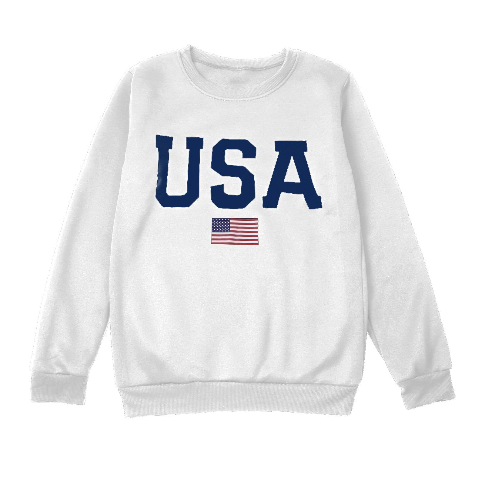 ZhenYing Womens Tops, Oversized USA Sweatshirt Women's Long Sleeve Casual Pullover Sweatshirt for Women Crewneck Sweatshirts White