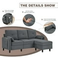 thumbnail image 3 of Jarenie Convertible Sectional Sofa, Small L Shaped 3-Seat Couch with Reversible Chaise, Modern Linen Sofas Couches for Living Room, Apartment and Small Space, 3 of 7