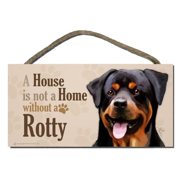 Rottweiler v3 "A House is Not a Home without a Rotty" Dog Sign / Plaque featuring the art of Scott Rogers