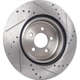 thumbnail image 5 of New Cross-drilled Brake Disc Compatible With Dodge Challenger SXT Plus 6 Cyl 3.6L Magnum SE 6 Cyl 3.5L Charger SXT 6 Cyl 3.6L 2005-2022 By 43087 53023 63206 780256 900241 48880256, 5 of 7