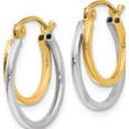 thumbnail image 3 of 14K Two-tone Polished Hinged Hoop Earrings (17x17), 3 of 6