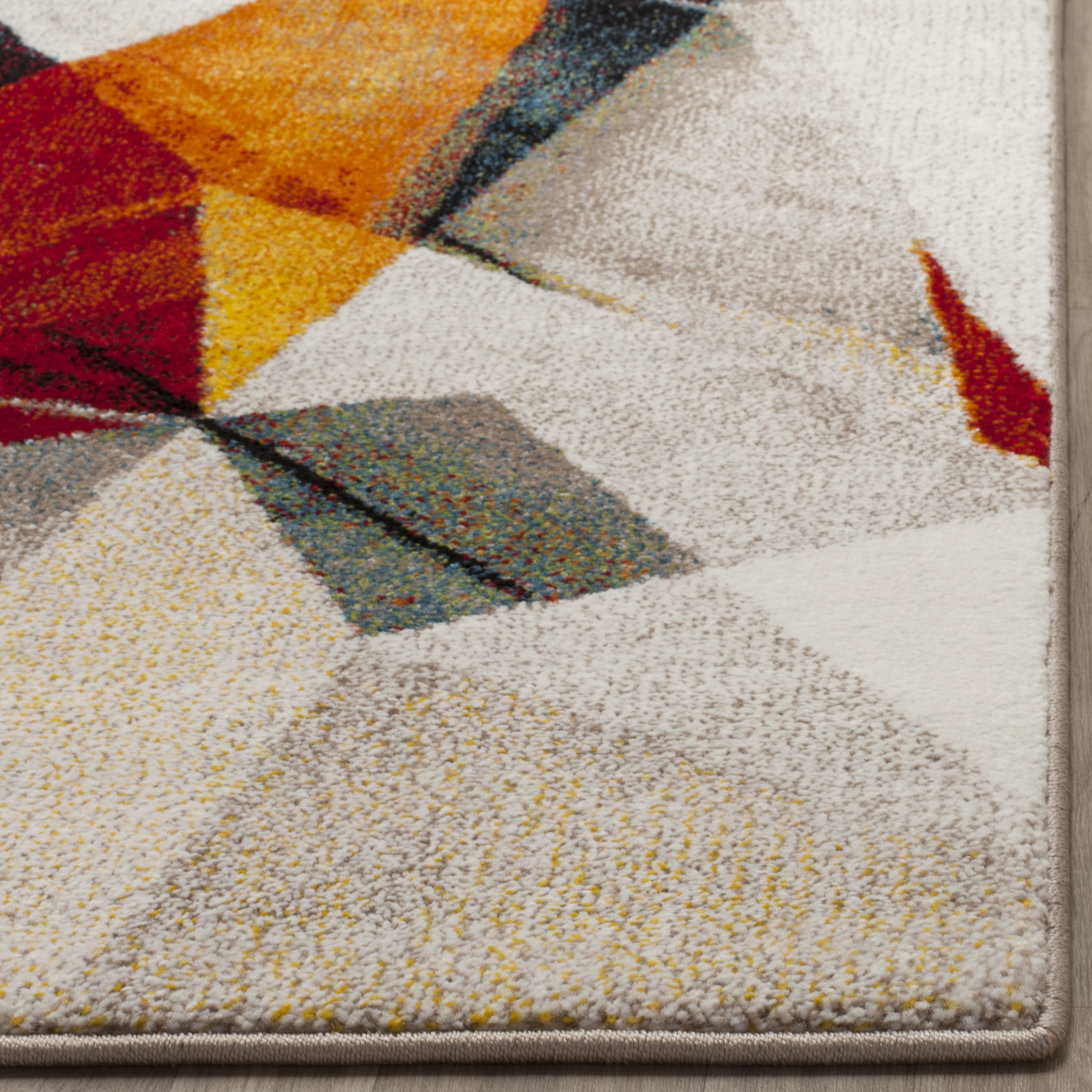 SAFAVIEH Porcello Karenza Abstract Prism Area Rug, Light Grey/Orange, 2'7" x 5'