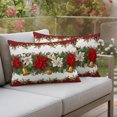 thumbnail image 4 of Christmas Poinsettia Outdoor Pillow Covers 20"x12" Set of 2,Waterproof Throw Pillow Covers for Patio Furniture,Winter Xmas Floral Bell Botanical Decorative Cushion Pillowcases for Garden Couch Sofa, 4 of 9