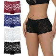 thumbnail image 4 of Sheer Lace Panties - Women's Sexy Cotton Gusset Underwear, European Size Seamless No Show Briefs | Hontri | for Women Sexy Lace Waist See Through Cotton Crotch Women Flat (Black | XS), 4 of 6