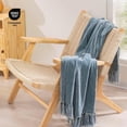 thumbnail image 5 of RECYCO Throw Blanket Soft Cozy Chenille Throw Blanket with Fringe Tassel for Couch Sofa Chair Bed Living Room Gift (Dusty Blue, 50'' x 60''), 5 of 7