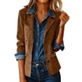 thumbnail image 2 of Women's Western Style Faux Suede Motorcycle Jacket, Autumn Winter Casual Blazer, Oversized Lapel Button Down Coat, Retro Inspired Outerwear, Versatile Everyday Jacket Brown L, 2 of 4