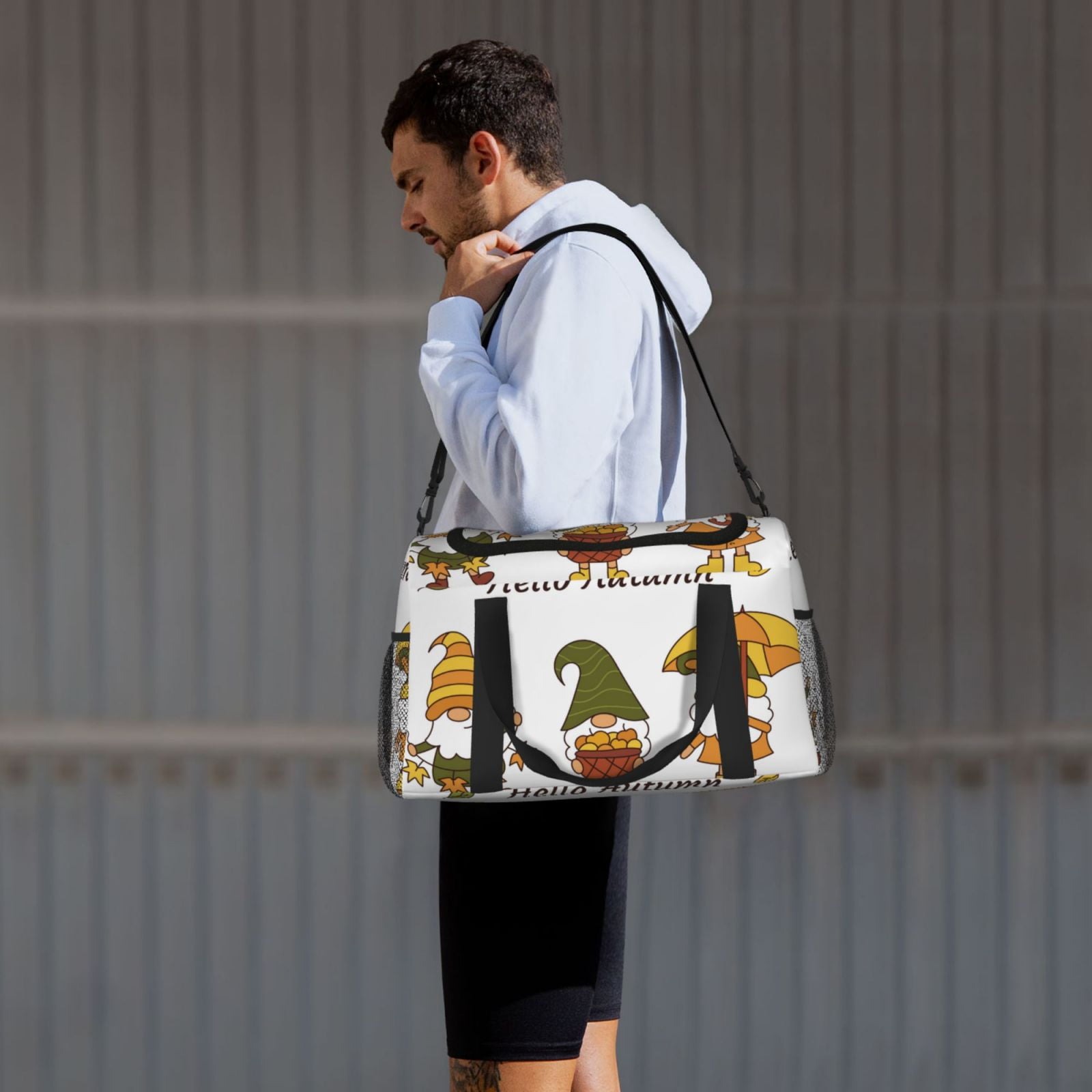 Fuzoiu Hello Autumn Print Travel Duffle Bag,Carry On Tote Bags,Duffel Bag,Sport Gym Bag, Hospital Bag for Labor and Delivery, Overnight Bag,Luggage Bag