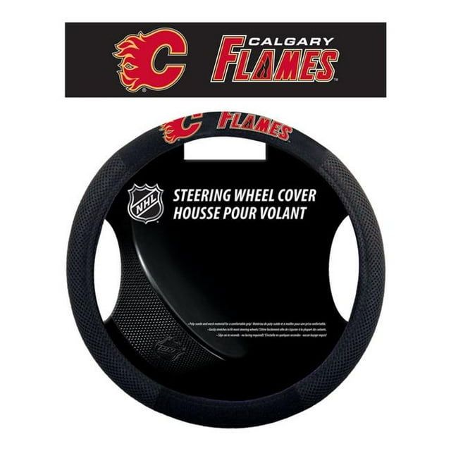 Fremont Die 2324588521 Calgary Flames Mesh Style Steering Wheel Cover