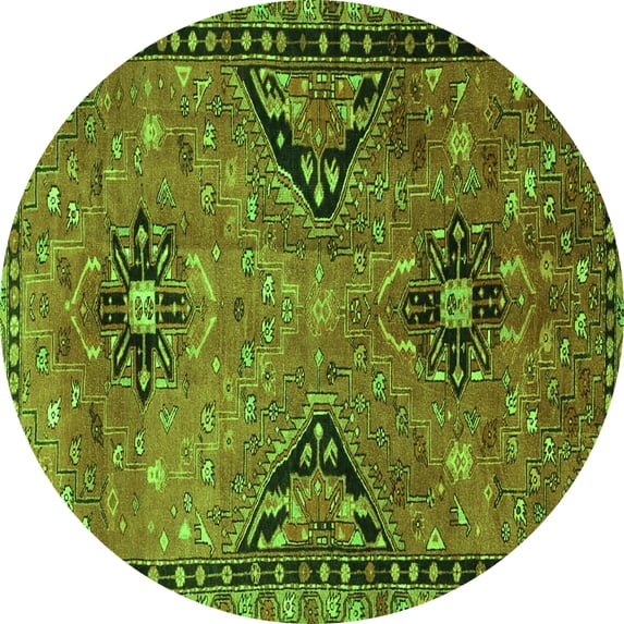 Ahgly Company Indoor Round Persian Green Traditional Area Rugs, 5' Round