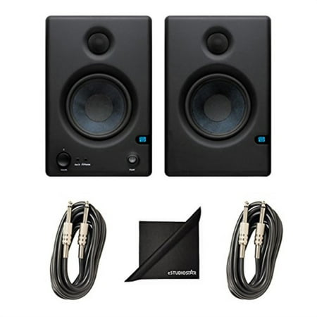 PreSonus Eris 4.5 High Definition 2-Way 4.5-Inch Near-field Studio Monitors Bundle with Two Instrument Cables, and Polishing