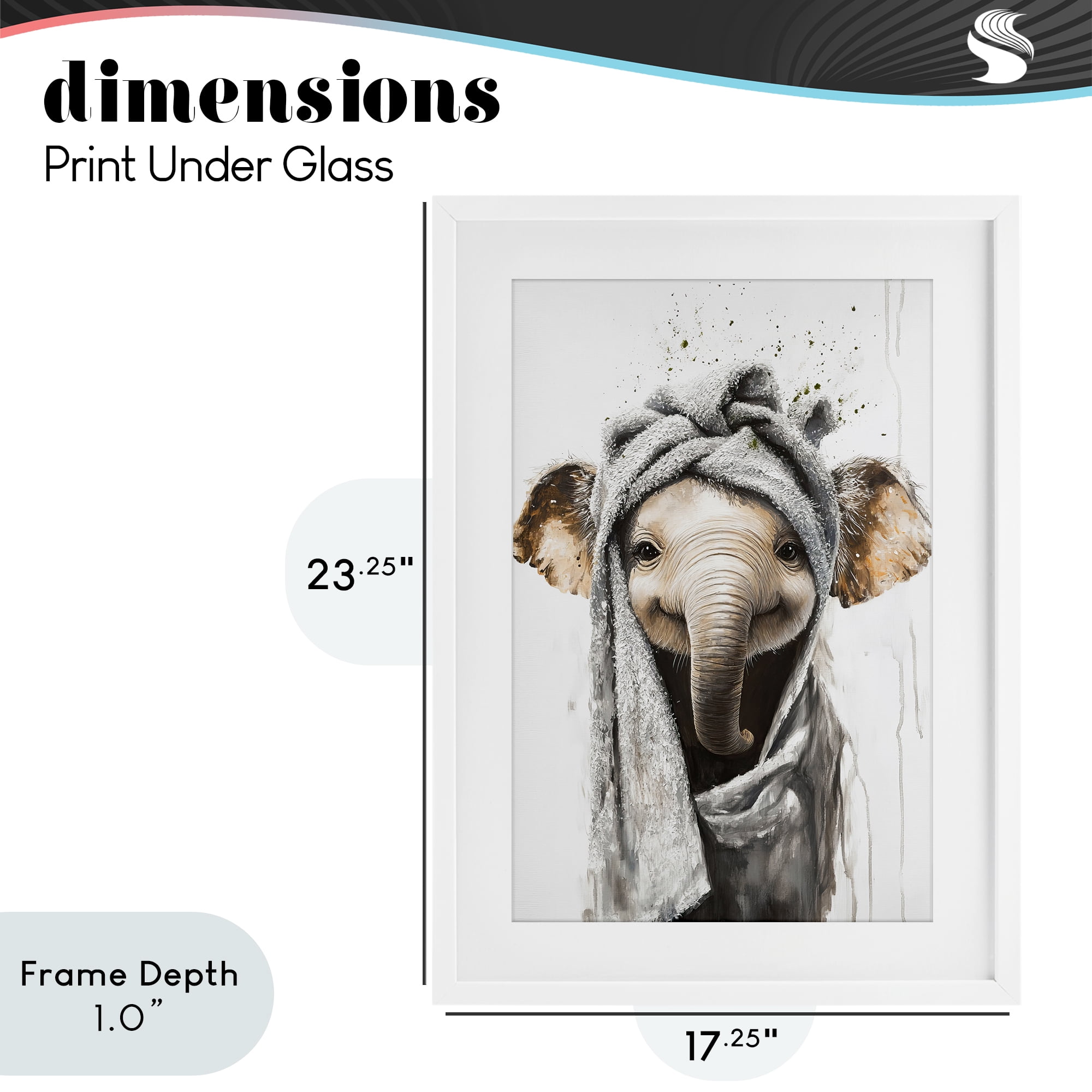 Stupell Industries Squeaky Clean Elephant White Framed Print Under Glass, design by Tina LeCour