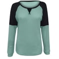 thumbnail image 4 of Pompotops Mode T-Shirt d'Été pour Femmes Manches Longues Patchwork Décontracté Blouse, 4 of 6