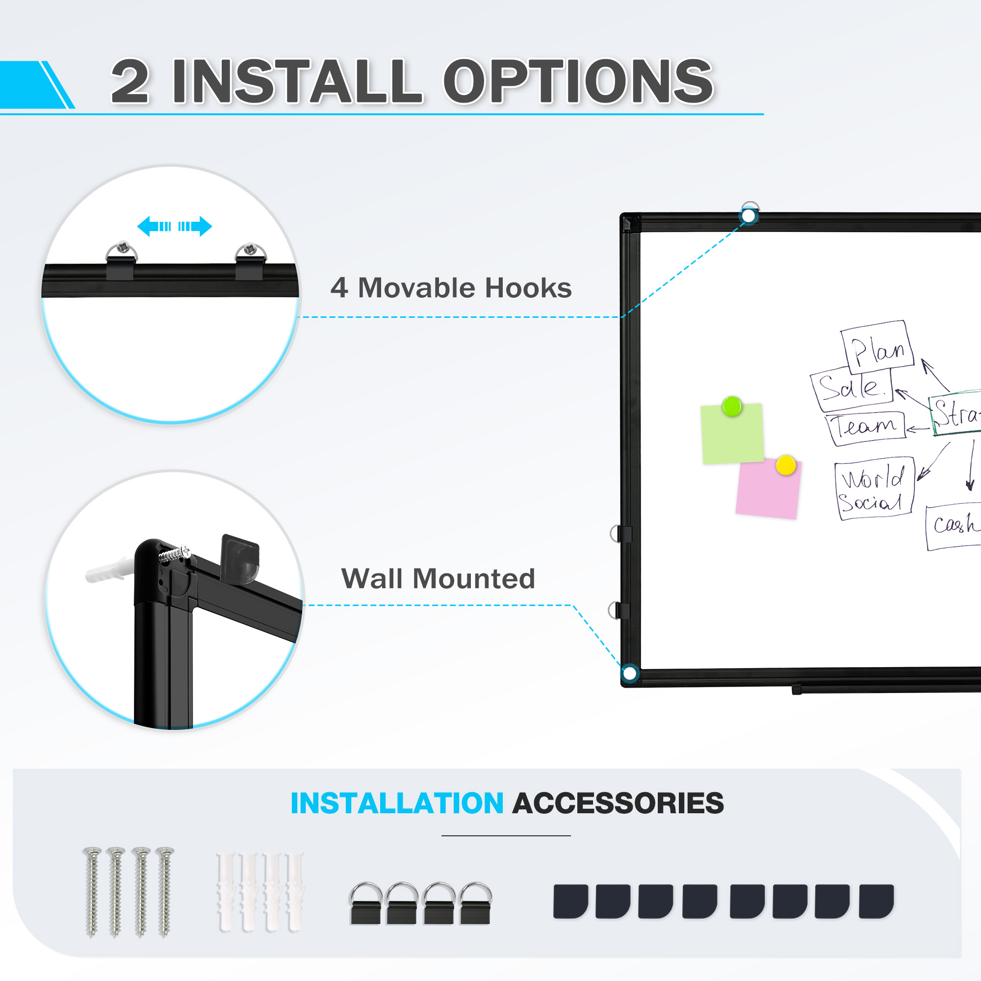 Dollar Boss 24x18 Inch Double-Sided Magnetic Whiteboard photo 2